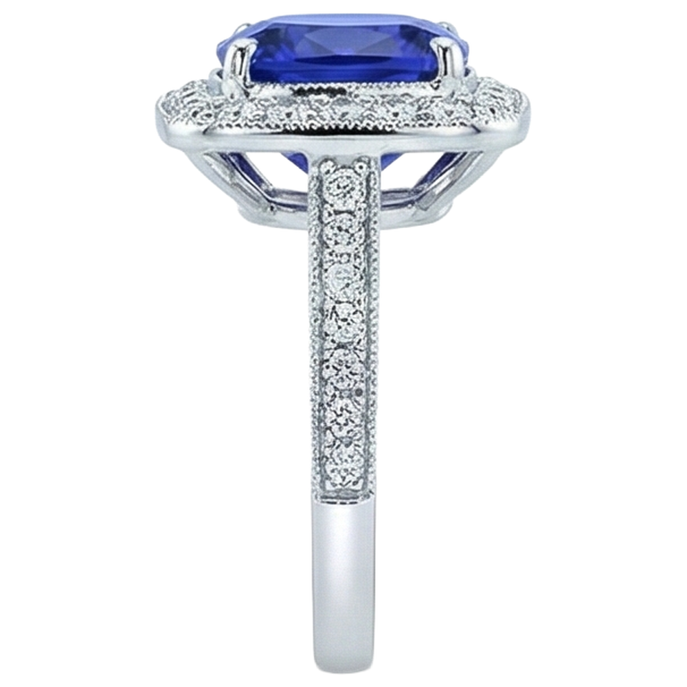 14.75 Ct Bezel Set Tanzanite With Natural Earth Mined Diamond ( Not Lab Grown )s Ring Gold 14K