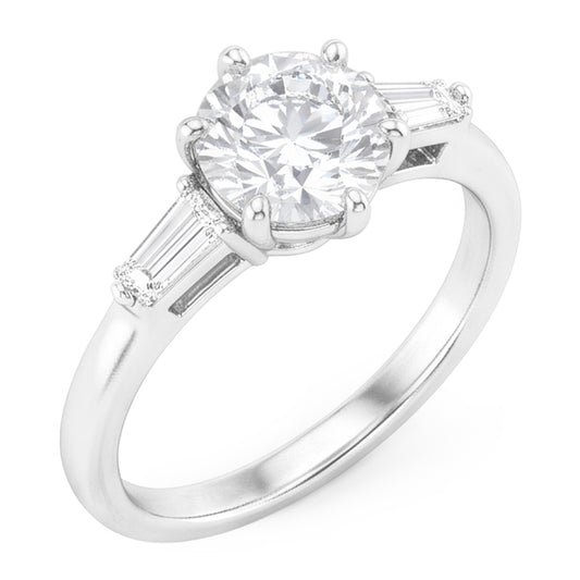 14 Karat White Gold Brilliant Diamond Three Stone Ring – 2-ct