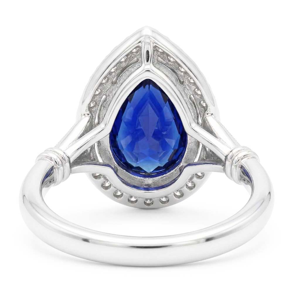 14 Karat White Gold Gemstone Ring with Royal Blue Sapphire