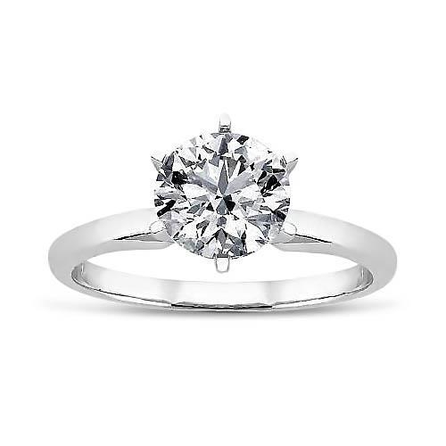 1.40 Ct Round Natural Earth Mined Diamond Solitaire Wedding Ring White Gold 14K