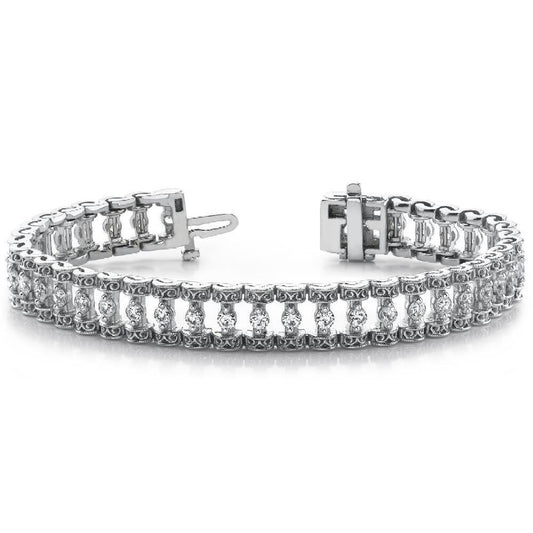 14 Carats Real Round Cut Diamond Tennis Bracelet Solid Jewelry New WG