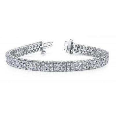 14 Ct. Sparkling Princess Brilliant Cut Real Diamond Tennis Bracelet WG 14K