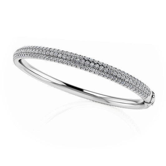 14 Ct Round Prong Set Three Row Genuine Diamond Bangle