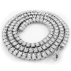 14 Ct Round Real Diamond Strand Tennis Necklace 28 Inch White Gold 14K