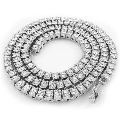 14 Ct Round Real Diamond Strand Tennis Necklace 28 Inch White Gold 14K