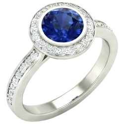 14K Bezel Ceylon Sapphire Natural Earth Mined Diamond ( Not Lab Grown ) Engagement Ring 3.42 Carats