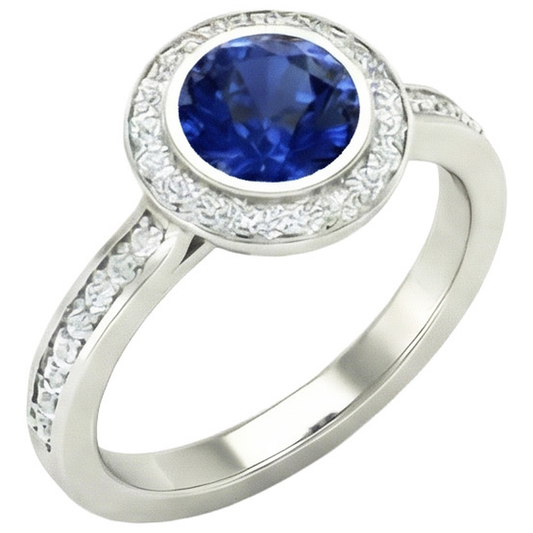 natural round sapphire 3.42ct watch front view