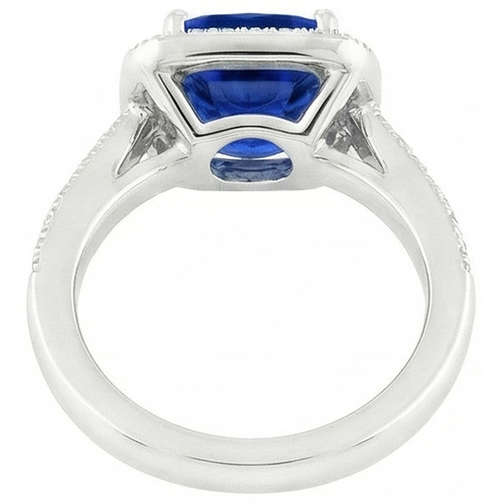 14K Ceylon Sapphire 4.50 Ct Blue Sapphire With Natural Earth Mined Diamond ( Not Lab Grown ) s Ring