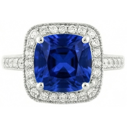 14K Ceylon Sapphire 4.50 Ct Blue Sapphire With Natural Earth Mined Diamond ( Not Lab Grown ) s Ring