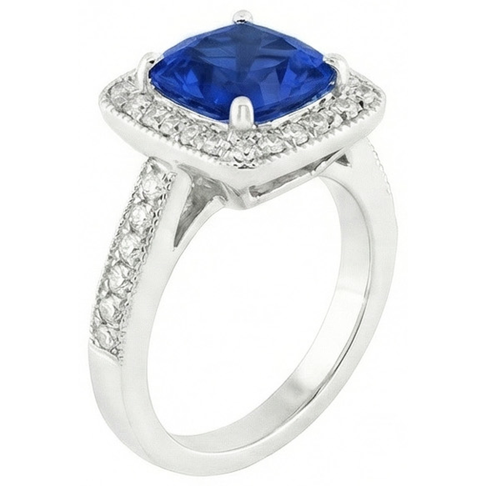 14K Ceylon Sapphire 4.50 Ct Blue Sapphire With Natural Earth Mined Diamond ( Not Lab Grown ) s Ring