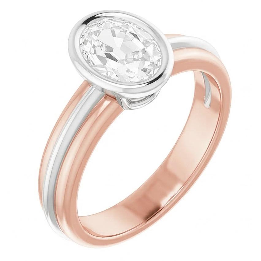 14K Gold Solitaire Wedding Ring Oval Old Mine Cut Natural Earth Mined Diamond ( Not Lab Grown ) 3 Carats