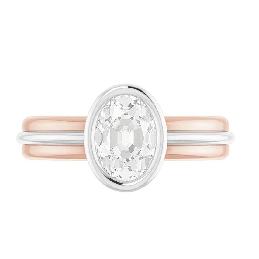 14K Gold Solitaire Wedding Ring Oval Old Mine Cut Natural Earth Mined Diamond ( Not Lab Grown ) 3 Carats