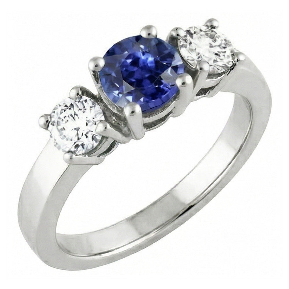 natural round sapphire 2.50ct ring front view