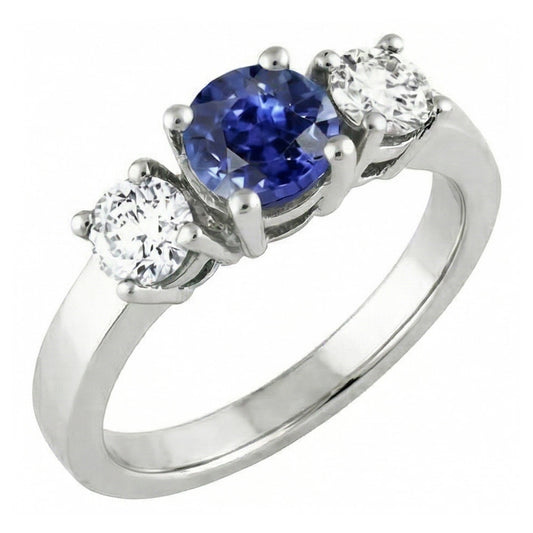 natural round sapphire 2.50ct ring front view