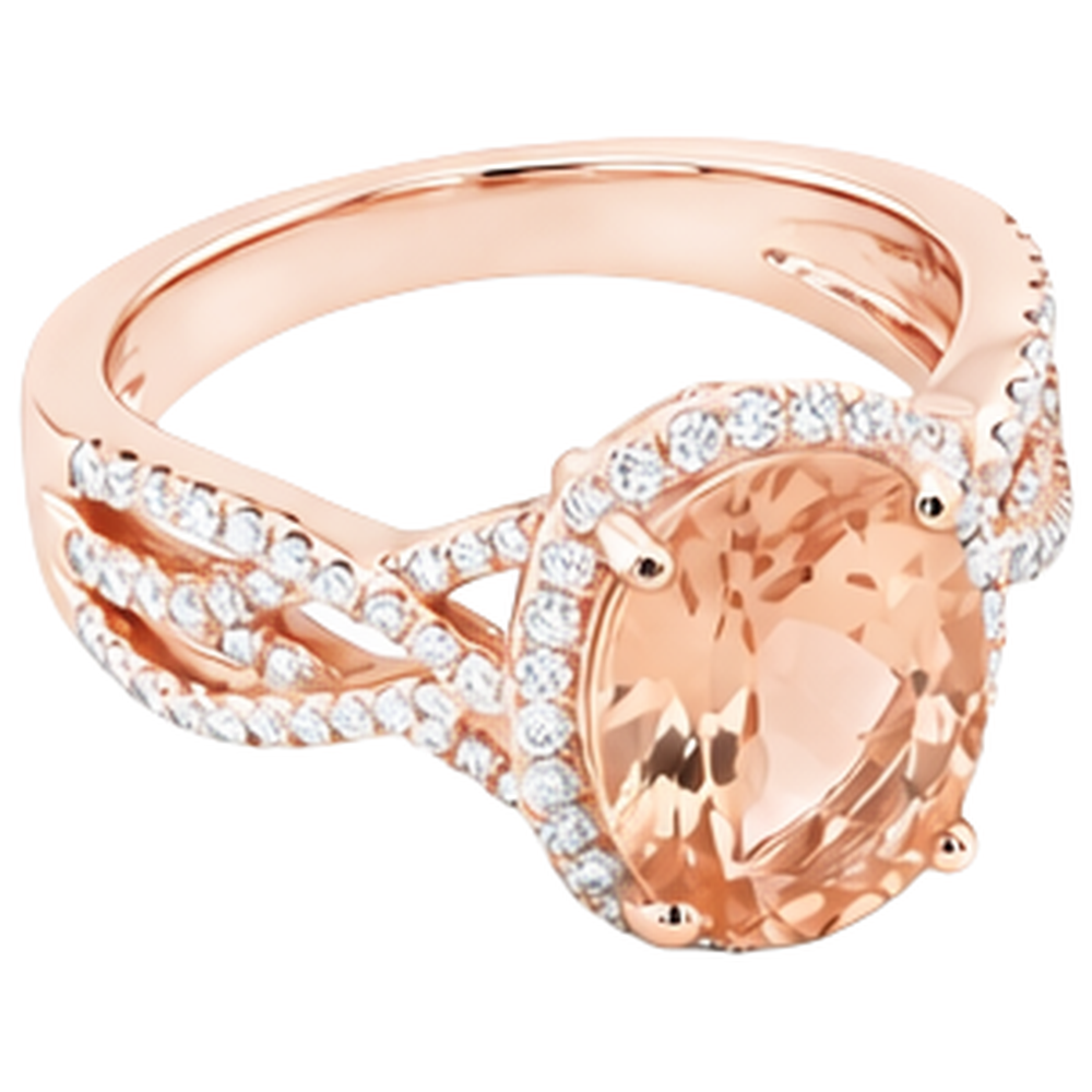natural round morganite 11.50ct ring close up detail