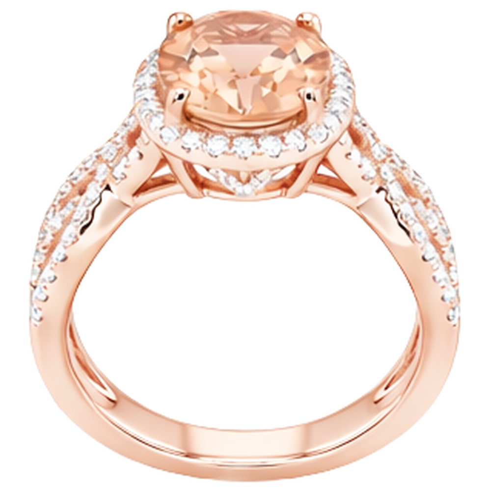 natural round morganite 11.50ct ring profile view
