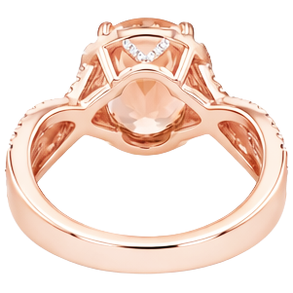 natural round morganite 11.50ct ring on white background