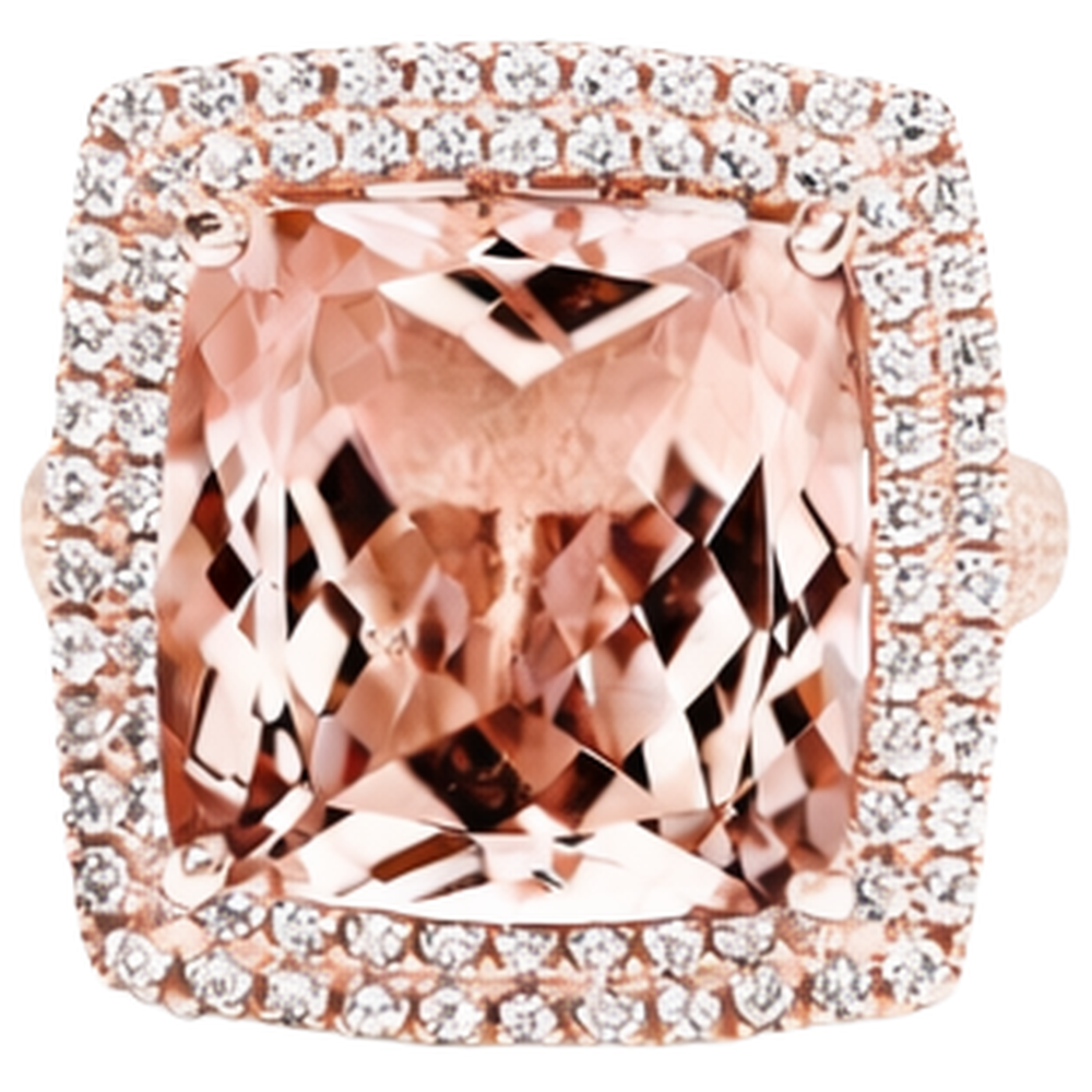 14K Rose Gold Morganite And Natural Earth Mined Diamond ( Not Lab Grown ) 10.25 Ct Ring New