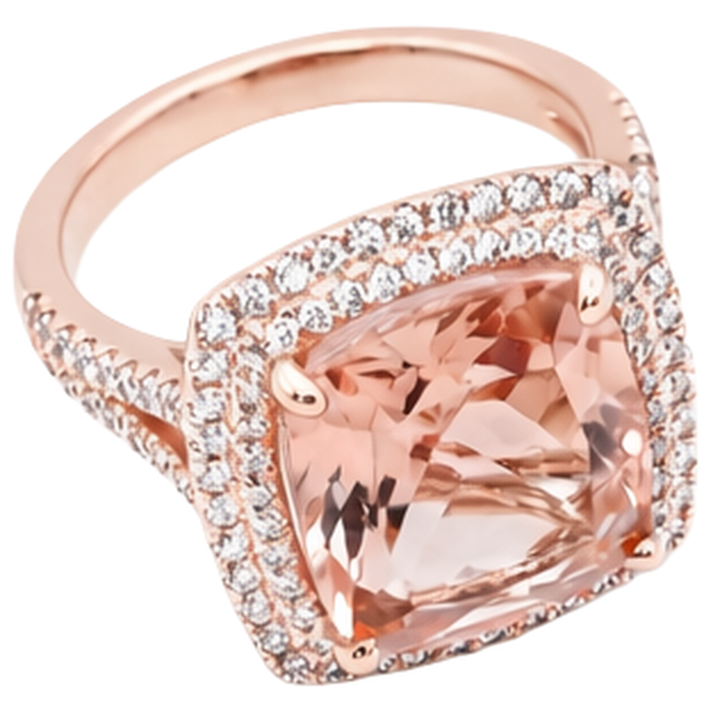 14K Rose Gold Morganite And Natural Earth Mined Diamond ( Not Lab Grown ) 10.25 Ct Ring New