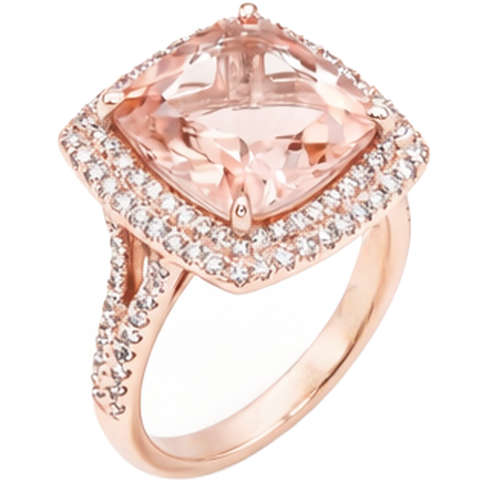 14K Rose Gold Morganite And Natural Earth Mined Diamond ( Not Lab Grown ) 10.25 Ct Ring New