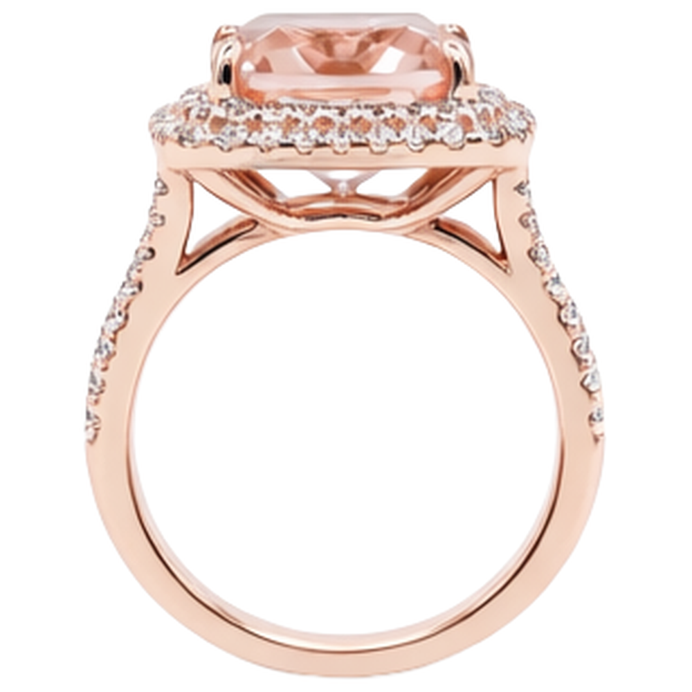 14K Rose Gold Morganite And Natural Earth Mined Diamond ( Not Lab Grown ) 10.25 Ct Ring New