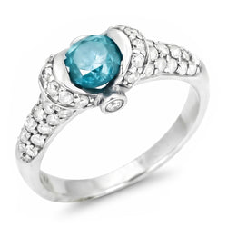 14K White Gold 1.25 Ct Genuine Blue Natural Earth Mined Diamond ( Not Lab Grown )  Fancy Gemstone Ring Jewelry New