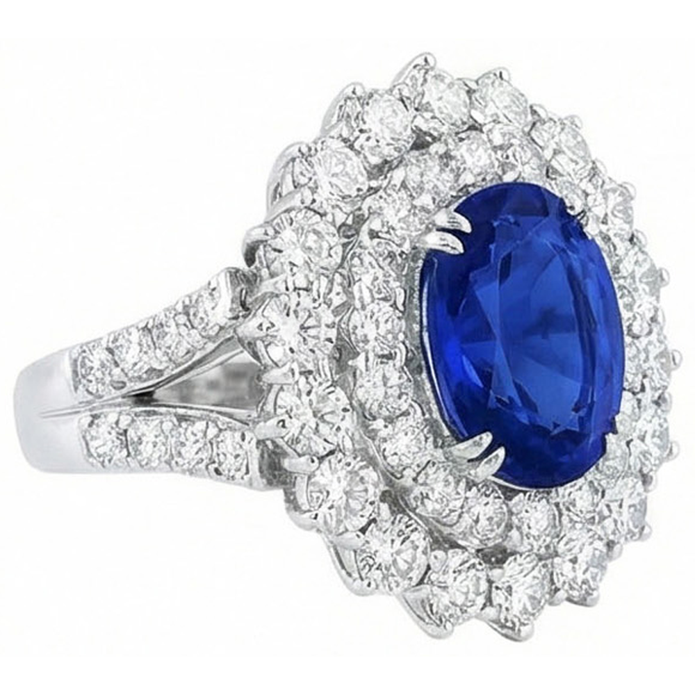 natural round sapphire 10ct ring top view