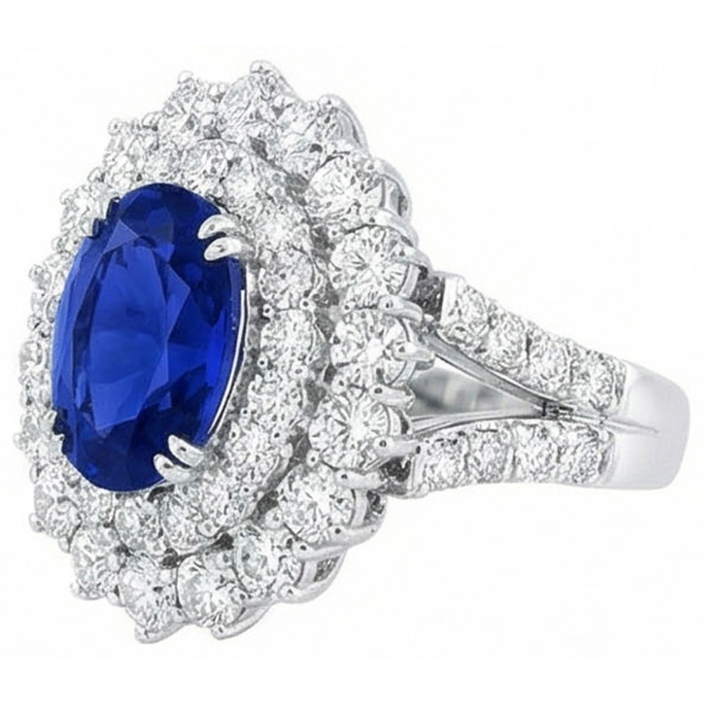 natural round sapphire 10ct ring close up detail