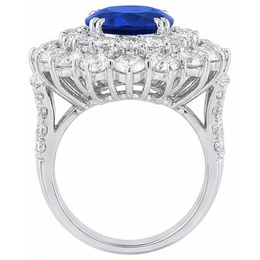 natural round sapphire 10ct ring on white background