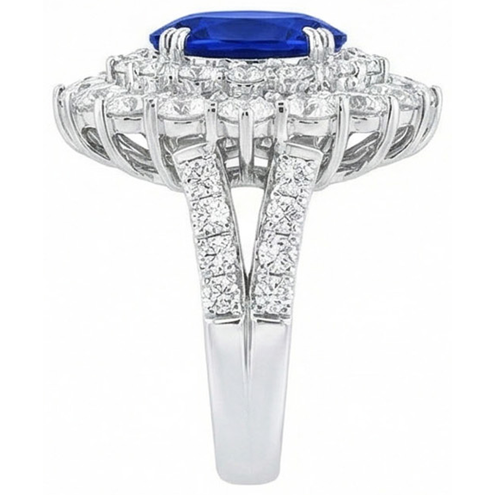 natural round sapphire 10ct ring profile view