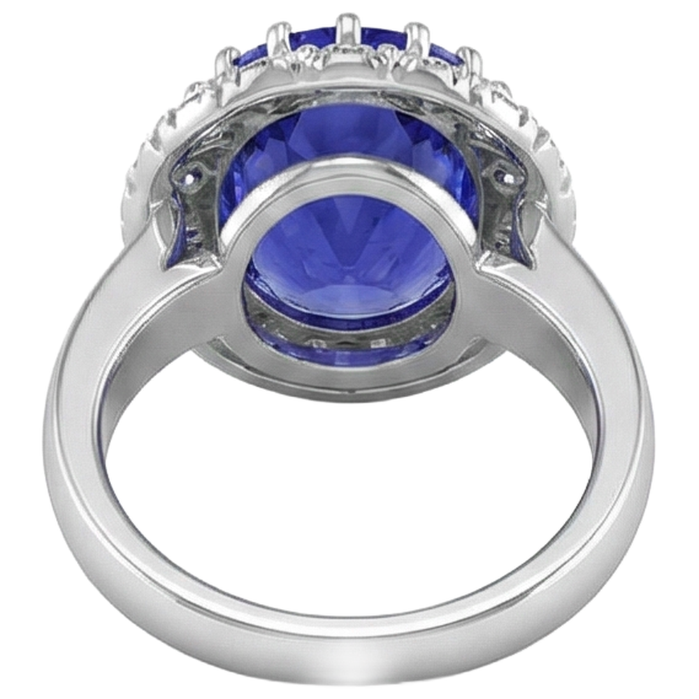 14K White Gold 15 Ct Big Tanzanite And Small Natural Earth Mined Diamond ( Not Lab Grown )s Ring New