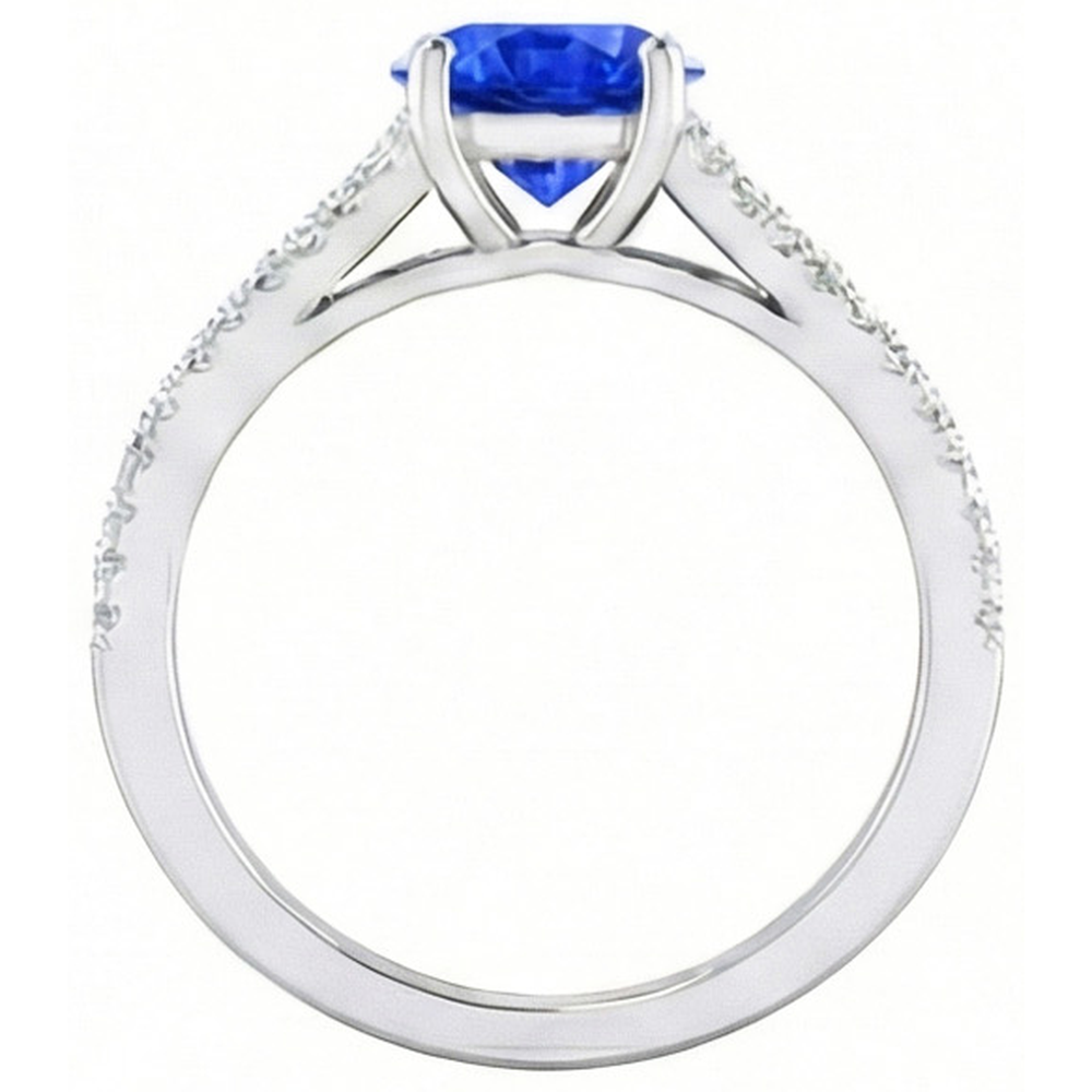 14K White Gold 3.20 Carats Sri Lankan Sapphire And Natural Earth Mined Diamond ( Not Lab Grown ) s Ring