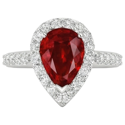 Natural Ruby Ring 3.80ct - White Gold 14K