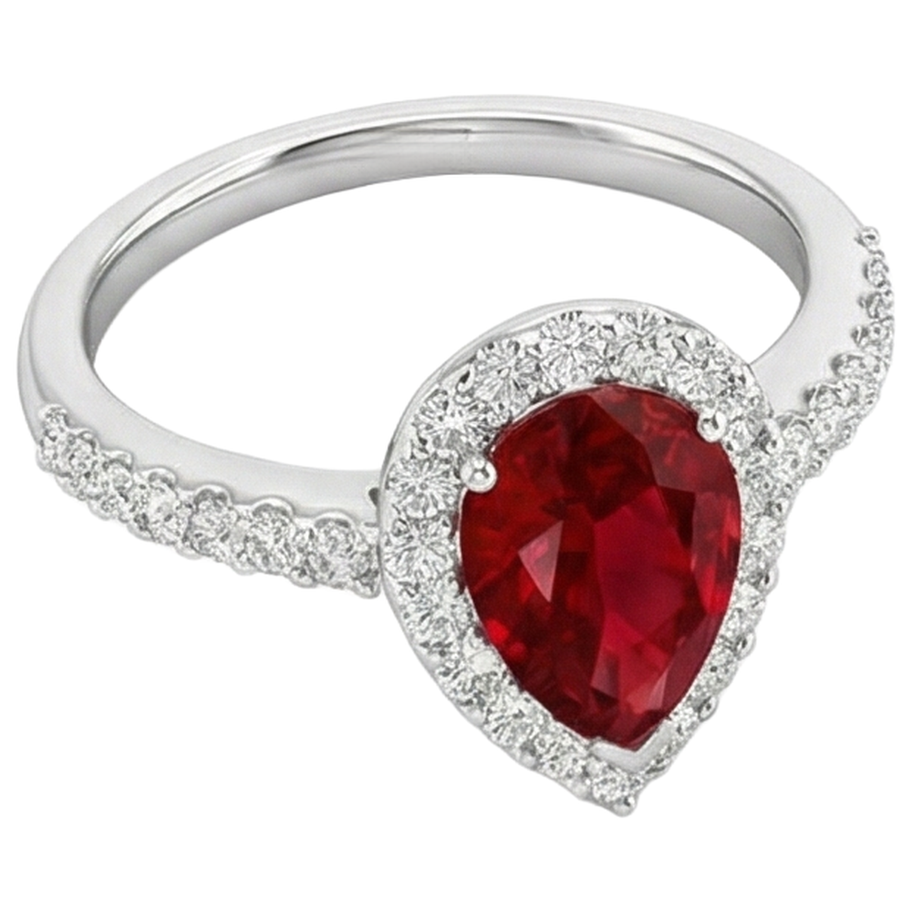 natural round ruby 3.80ct ring side angle