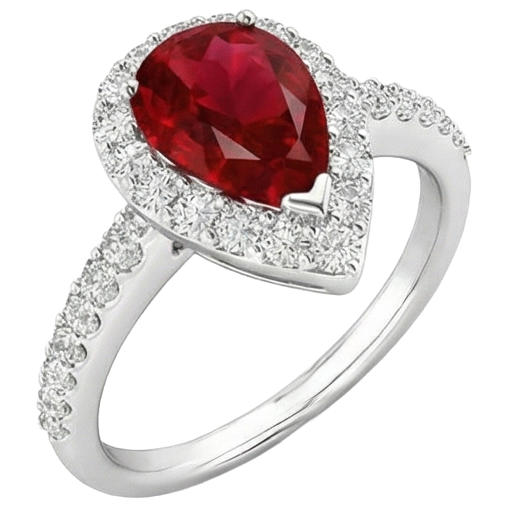 natural round ruby 3.80ct ring close up detail