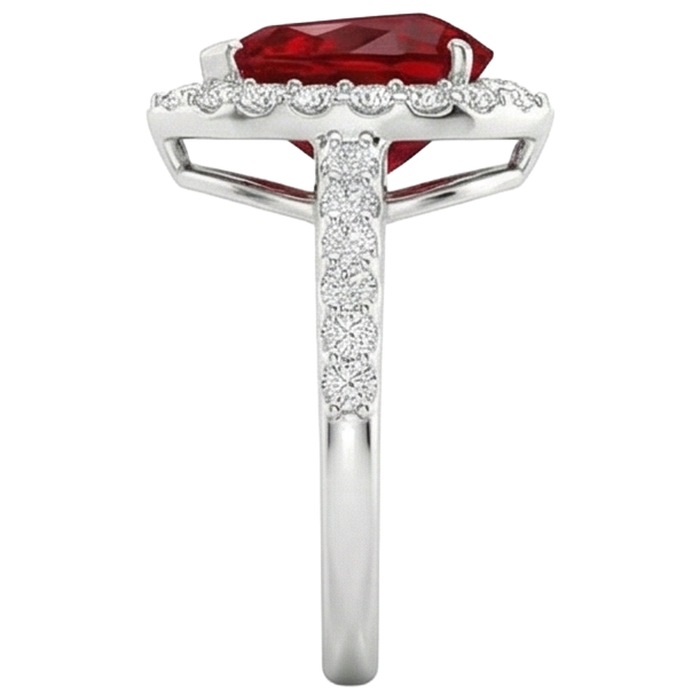 natural round ruby 3.80ct ring top view