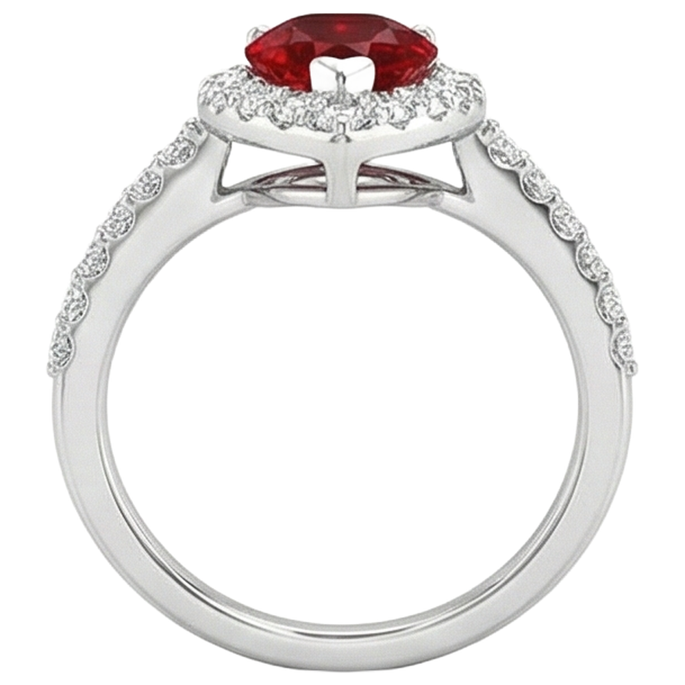 natural round ruby 3.80ct ring profile view