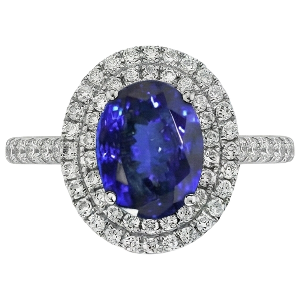 natural round tanzanite 7.25ct ring side angle