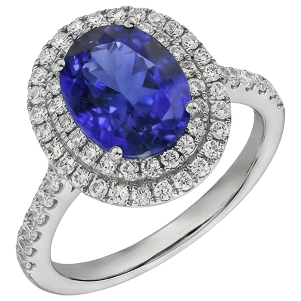 natural round tanzanite 7.25ct ring top view