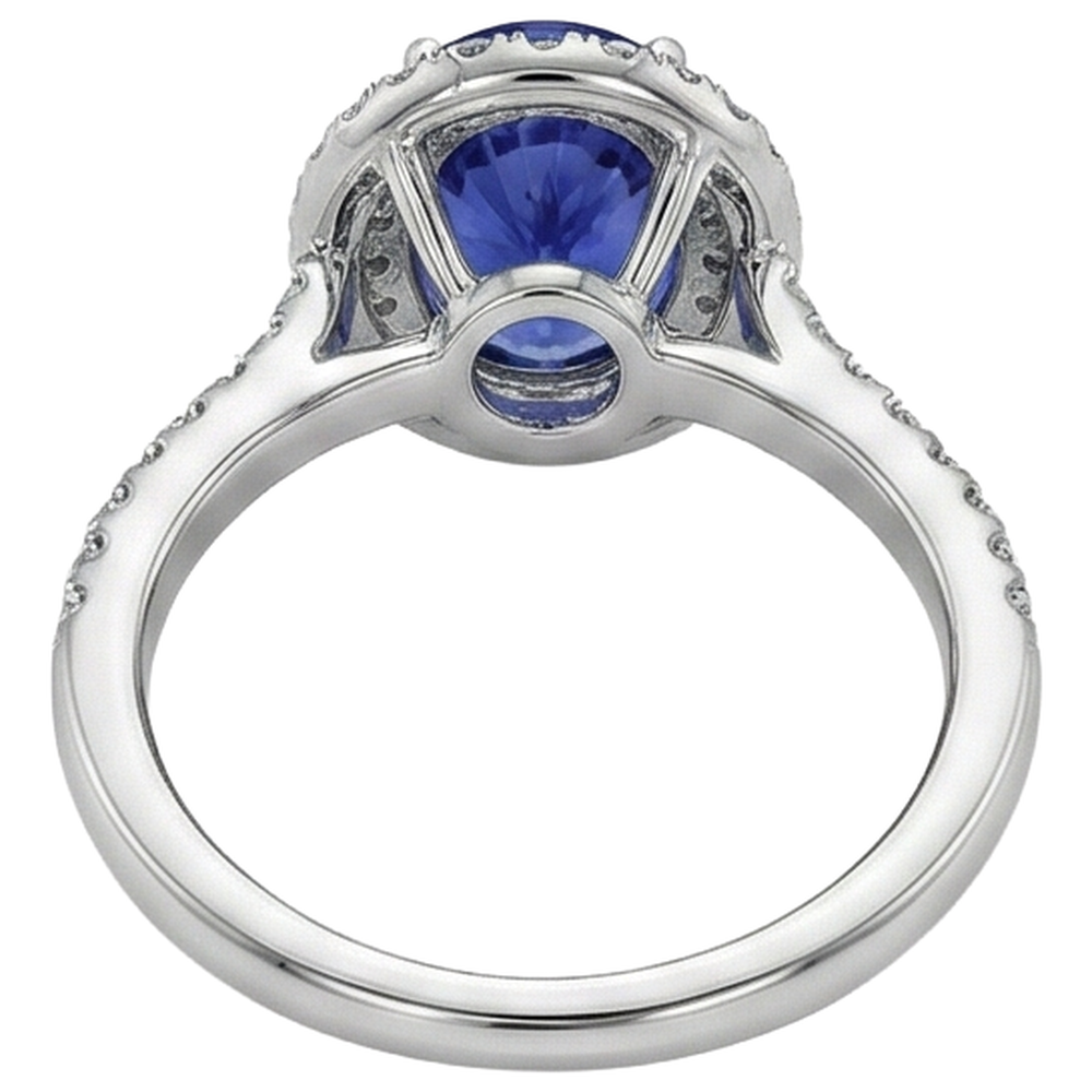 natural round tanzanite 7.25ct ring with diamond accents