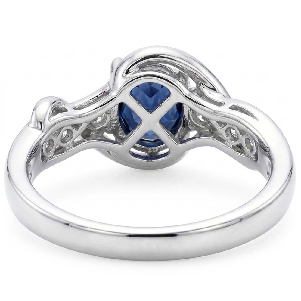 14K White Gold Ceylon Sapphire With Natural Earth Mined Diamond ( Not Lab Grown ) Wedding Ring 1.25 Ct