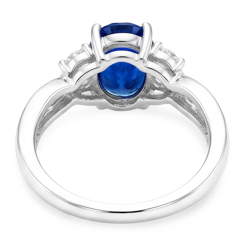 14K White Gold Ceylon Sapphire With Natural Earth Mined Diamond ( Not Lab Grown ) Wedding Ring 1.25 Ct