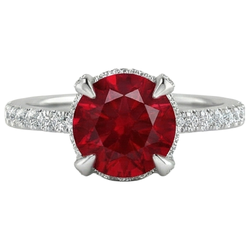 14K White Gold Ruby And Natural Earth Mined Diamond ( Not Lab Grown )s 3.80 Carats Engagement Ring