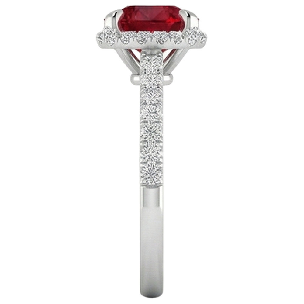 14K White Gold Ruby And Natural Earth Mined Diamond ( Not Lab Grown )s 3.80 Carats Engagement Ring