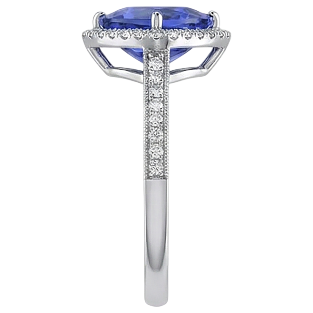 14K White Gold Trillion Tanzanite & Natural Earth Mined Diamond ( Not Lab Grown ) s 3.50 Ct Anniversary Ring
