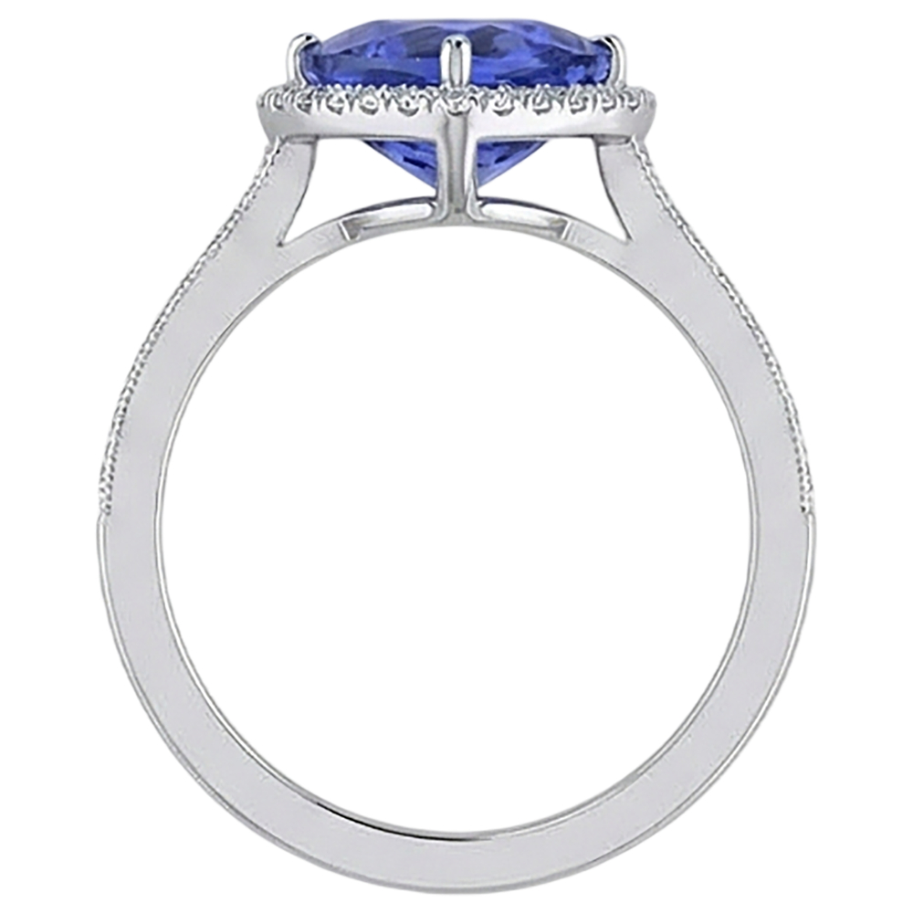 14K White Gold Trillion Tanzanite & Natural Earth Mined Diamond ( Not Lab Grown ) s 3.50 Ct Anniversary Ring