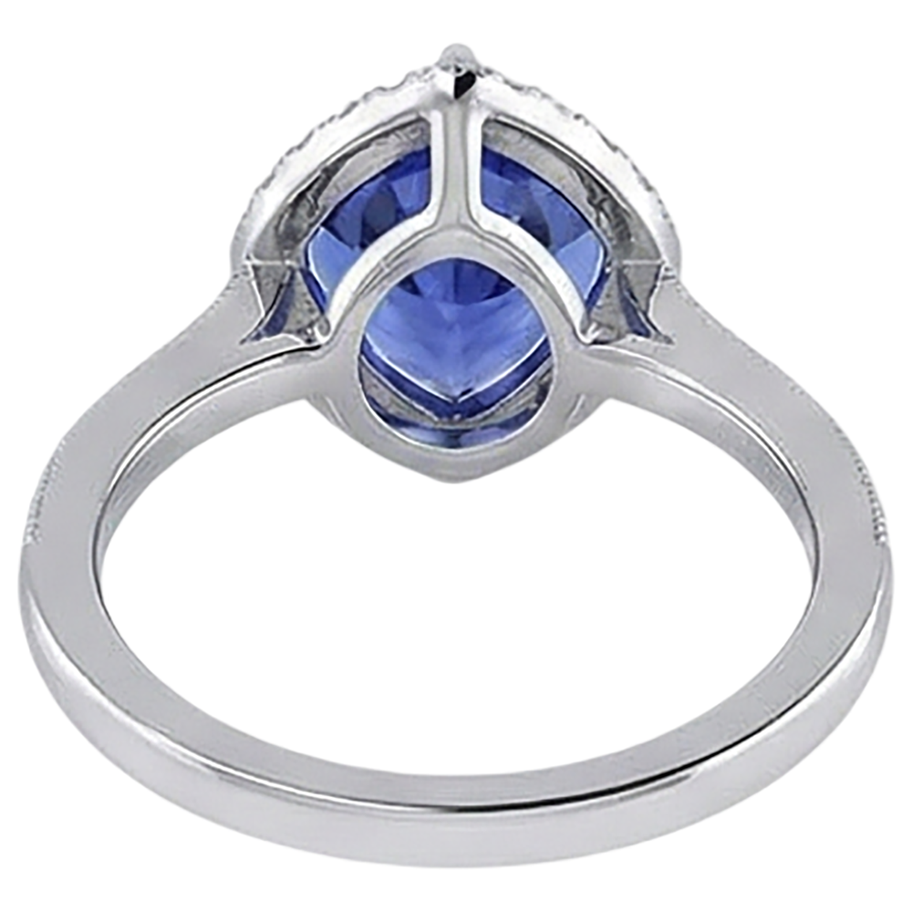 14K White Gold Trillion Tanzanite & Natural Earth Mined Diamond ( Not Lab Grown ) s 3.50 Ct Anniversary Ring