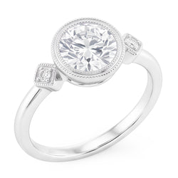 14K White Gold Trilogy Ring with Fine Diamond – 2 ct