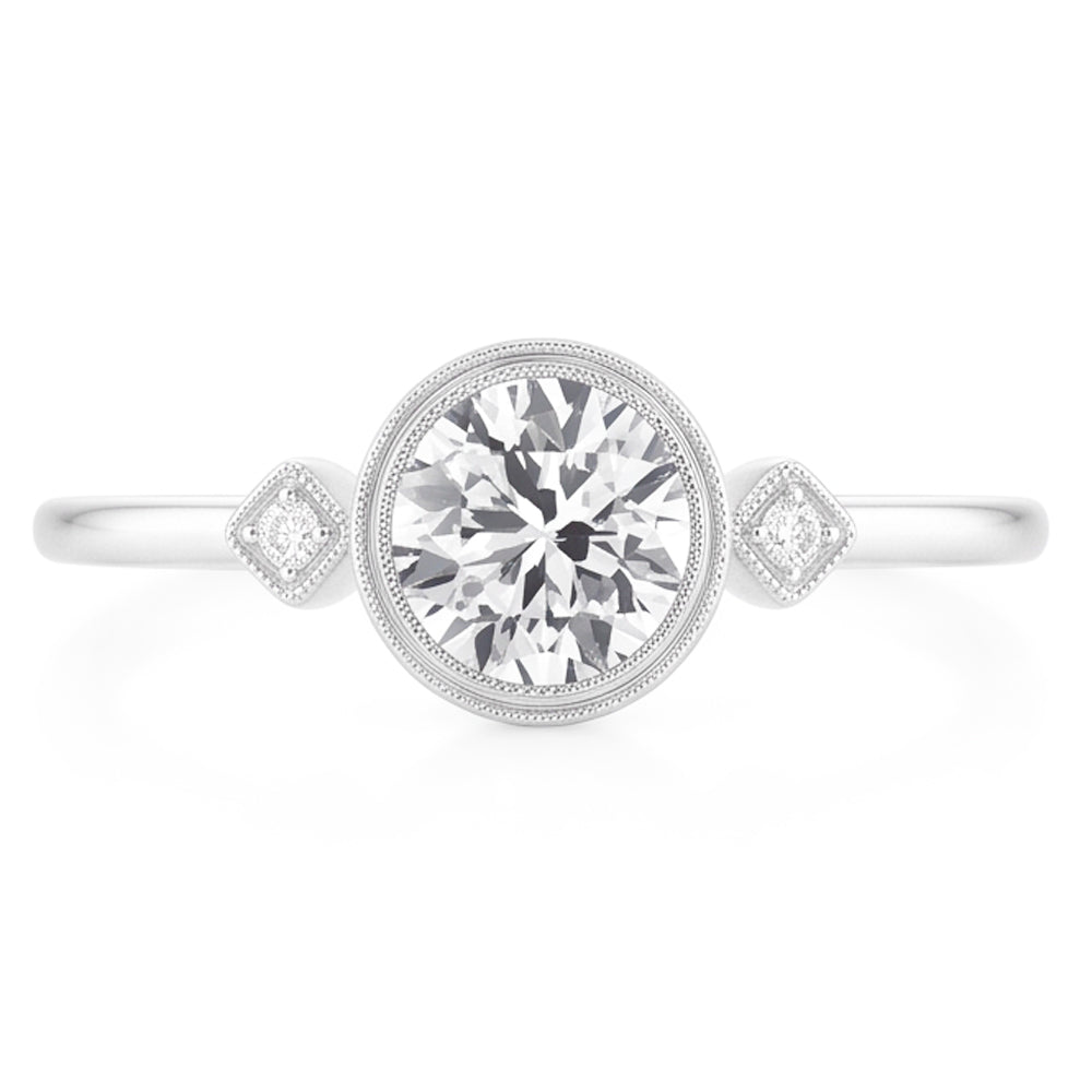 14K White Gold Trilogy Ring with Fine Diamond – 2 ct
