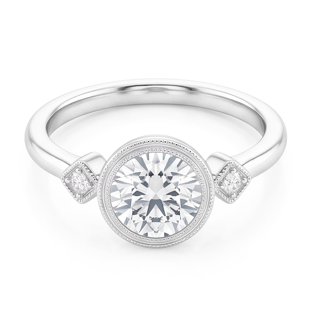 14K White Gold Trilogy Ring with Fine Diamond – 2 ct
